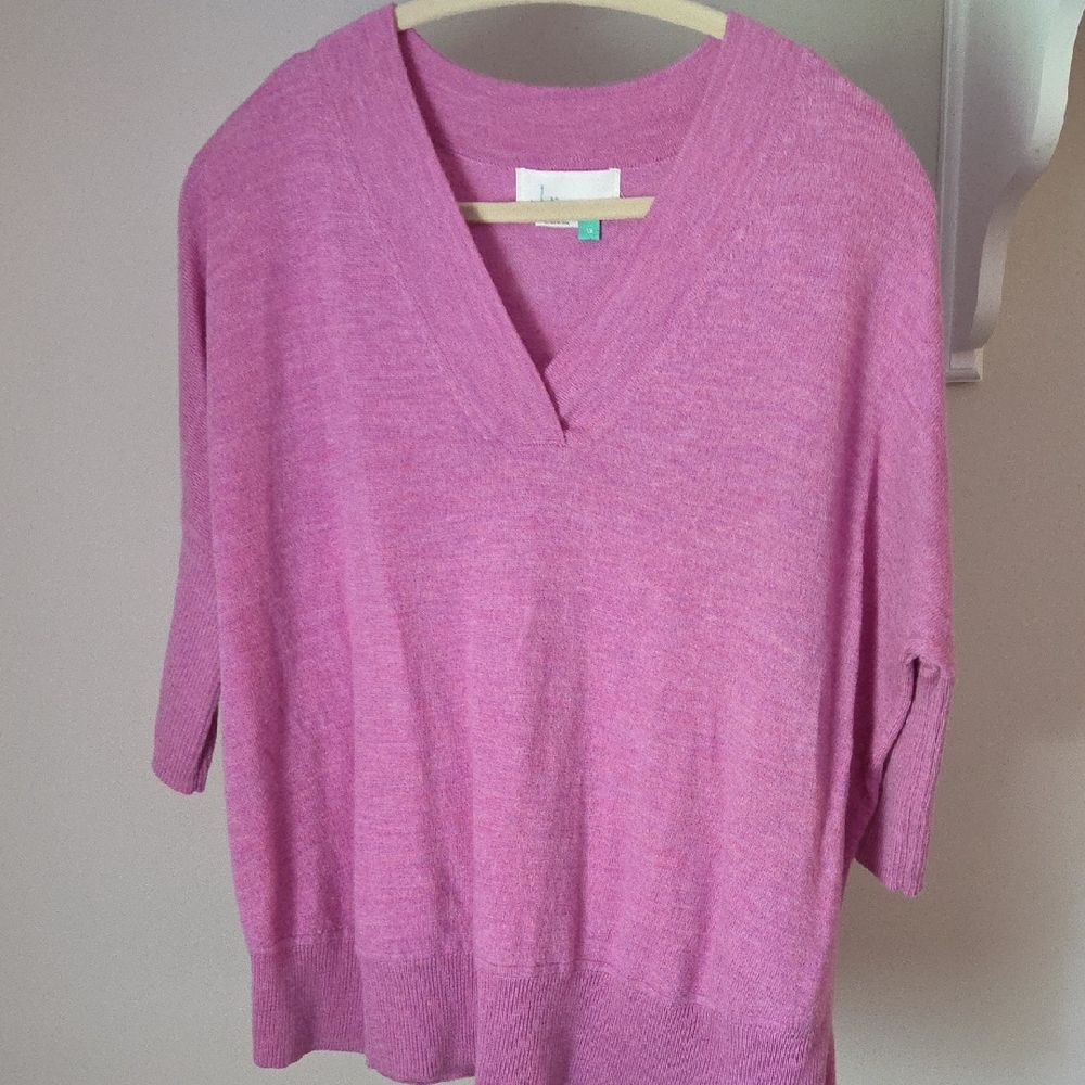 Anthropologie Pink V-Neck Sweater